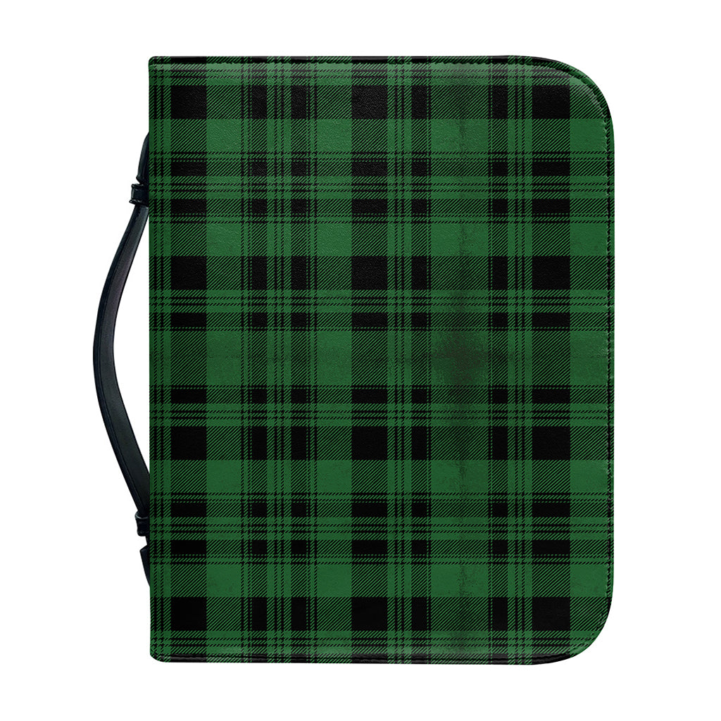 Green And Black Tartan Pattern Print Leather Bible Cover