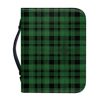 Green And Black Tartan Pattern Print Leather Bible Cover
