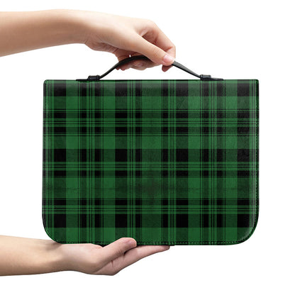 Green And Black Tartan Pattern Print Leather Bible Cover