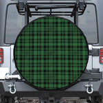 Green And Black Tartan Pattern Print Leather Spare Tire Cover