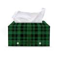 Green And Black Tartan Pattern Print Leather Tissue Box Cover
