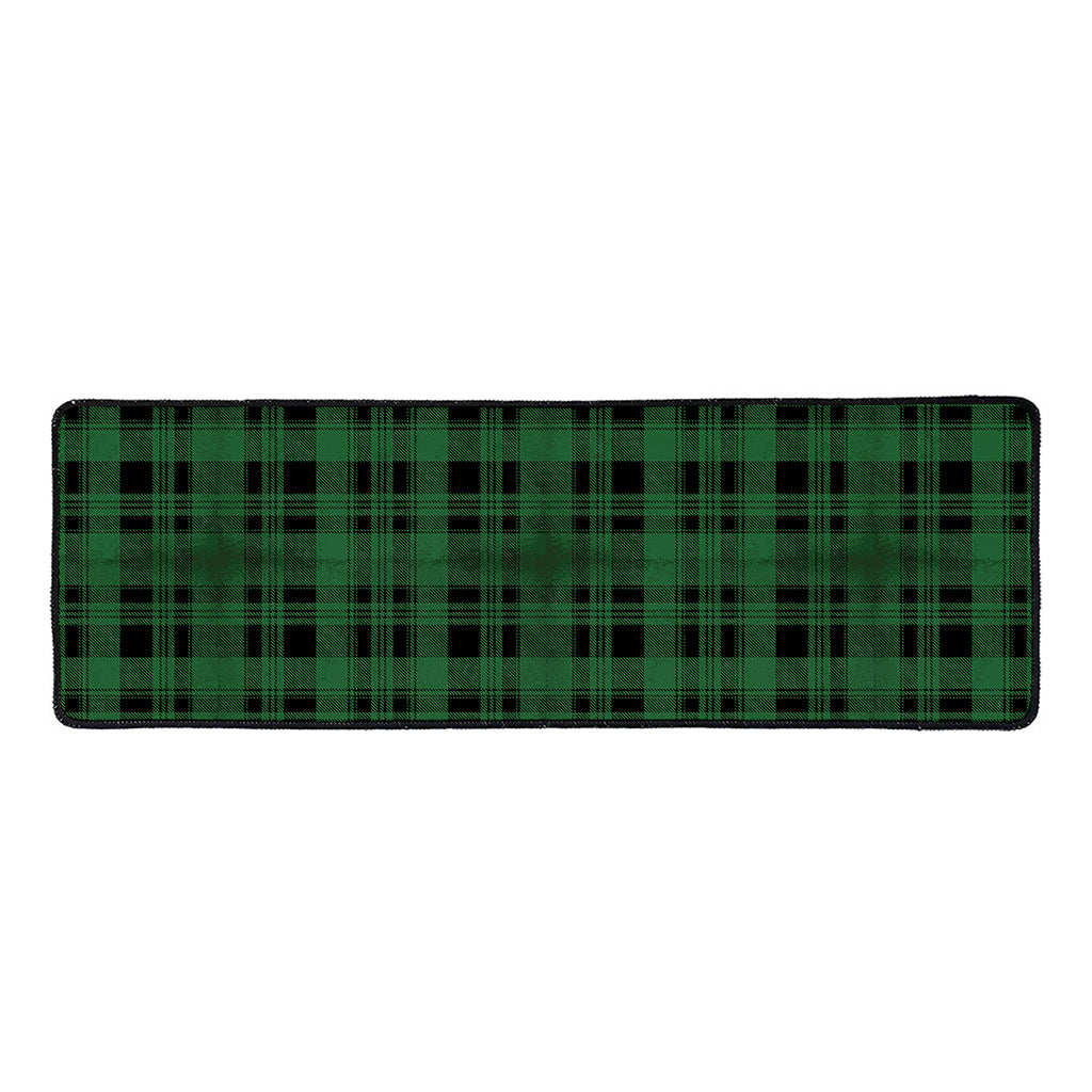 Green And Black Tartan Pattern Print Long Kitchen Mat