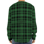 Green And Black Tartan Pattern Print Long Sleeve Baseball Jersey