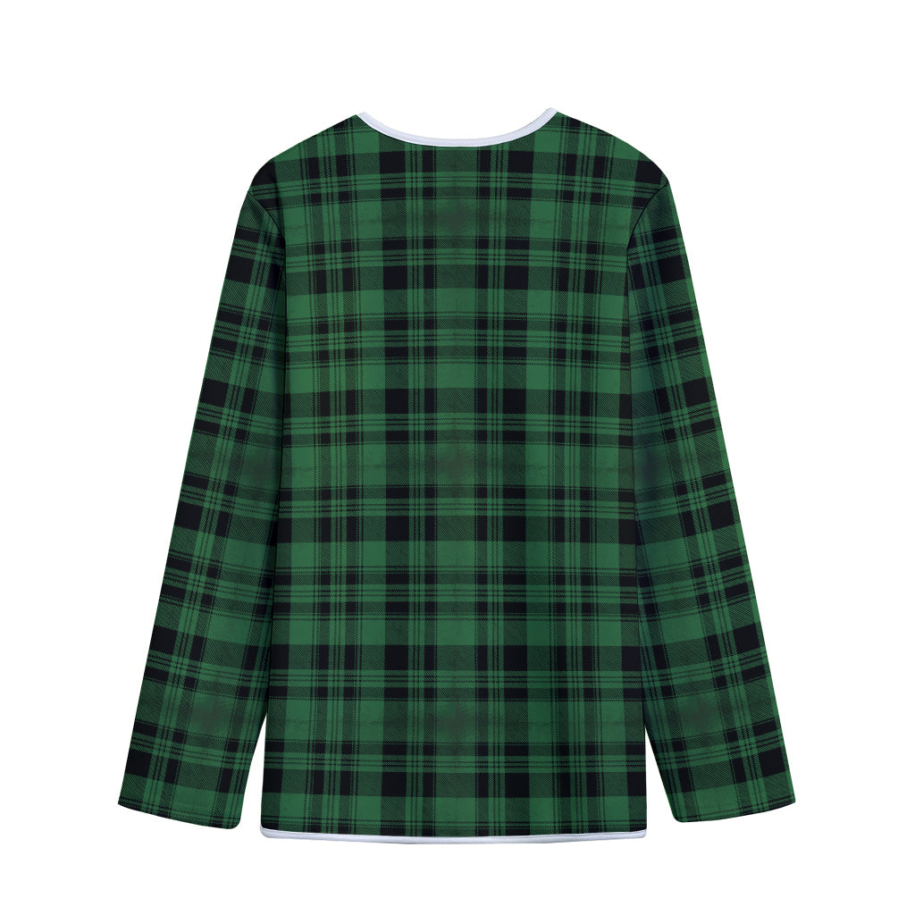 Green And Black Tartan Pattern Print Long Sleeve Short Coat