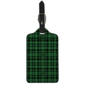 Green And Black Tartan Pattern Print Luggage Tag
