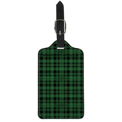 Green And Black Tartan Pattern Print Luggage Tag