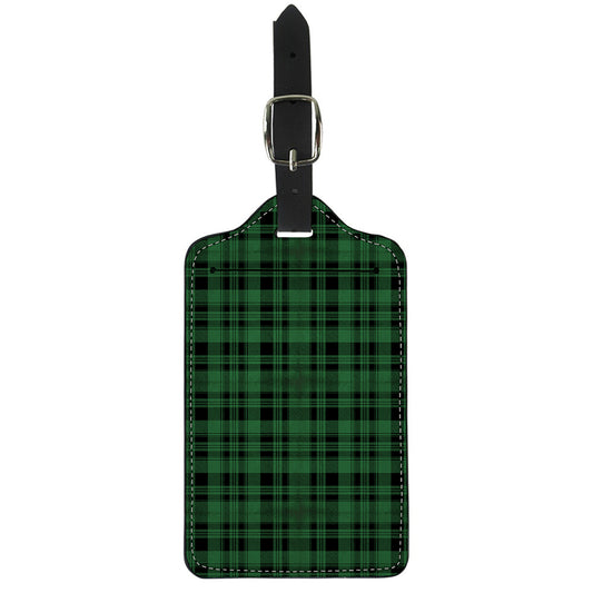 Green And Black Tartan Pattern Print Luggage Tag
