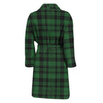 Green And Black Tartan Pattern Print Men's Bathrobe