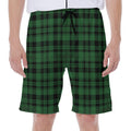 Green And Black Tartan Pattern Print Men's Beach Shorts