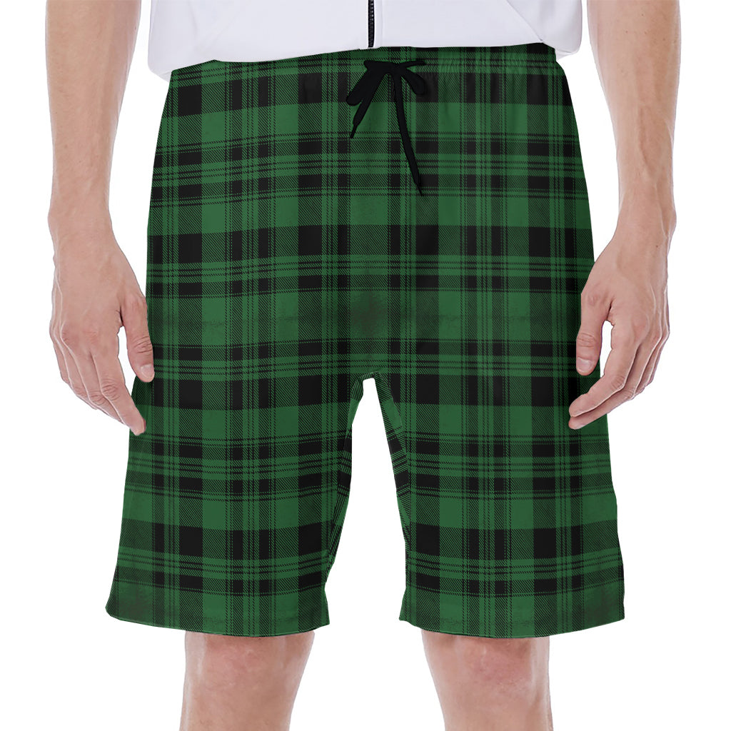 Green And Black Tartan Pattern Print Men's Beach Shorts