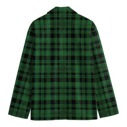 Green And Black Tartan Pattern Print Men's Blazer