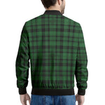 Green And Black Tartan Pattern Print Men's Bomber Jacket