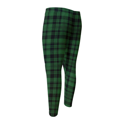 Green And Black Tartan Pattern Print Men's Compression Pants