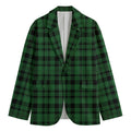 Green And Black Tartan Pattern Print Men's Cotton Blazer