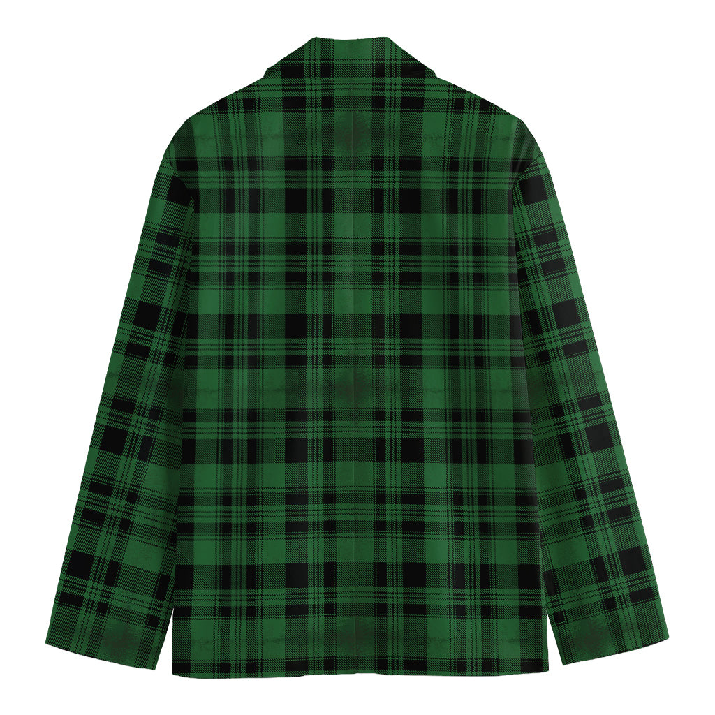Green And Black Tartan Pattern Print Men's Cotton Blazer
