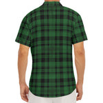Green And Black Tartan Pattern Print Men's Deep V-Neck Shirt
