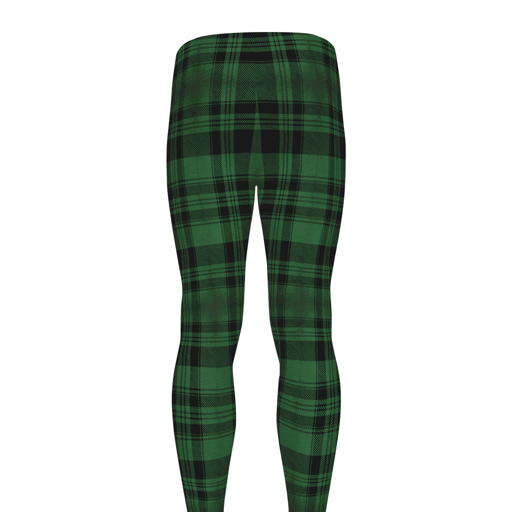 Green And Black Tartan Pattern Print Men's leggings