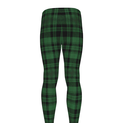 Green And Black Tartan Pattern Print Men's leggings