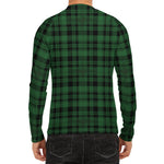 Green And Black Tartan Pattern Print Men's Long Sleeve Rash Guard