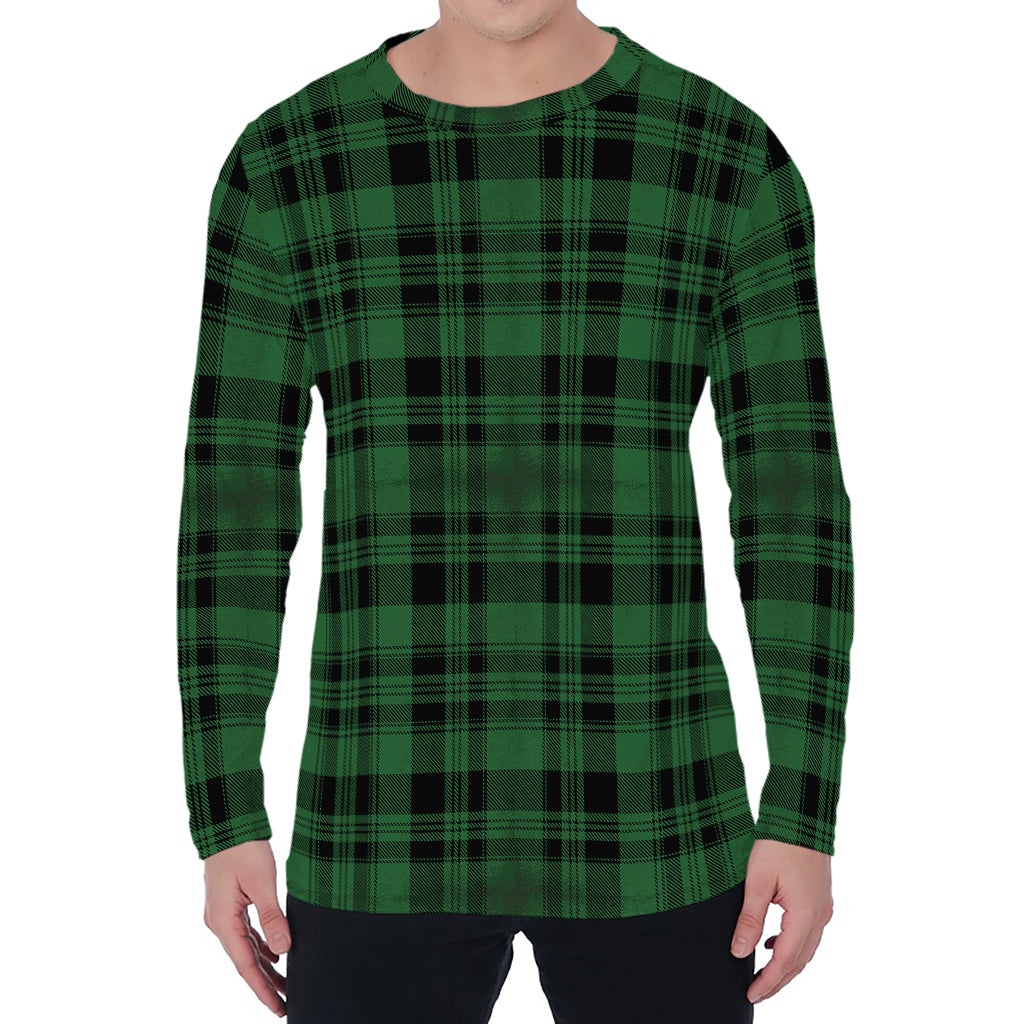 Green And Black Tartan Pattern Print Men's Long Sleeve T-Shirt
