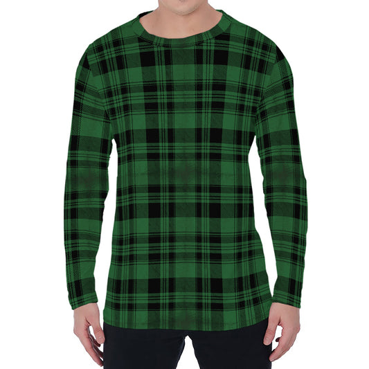 Green And Black Tartan Pattern Print Men's Long Sleeve T-Shirt
