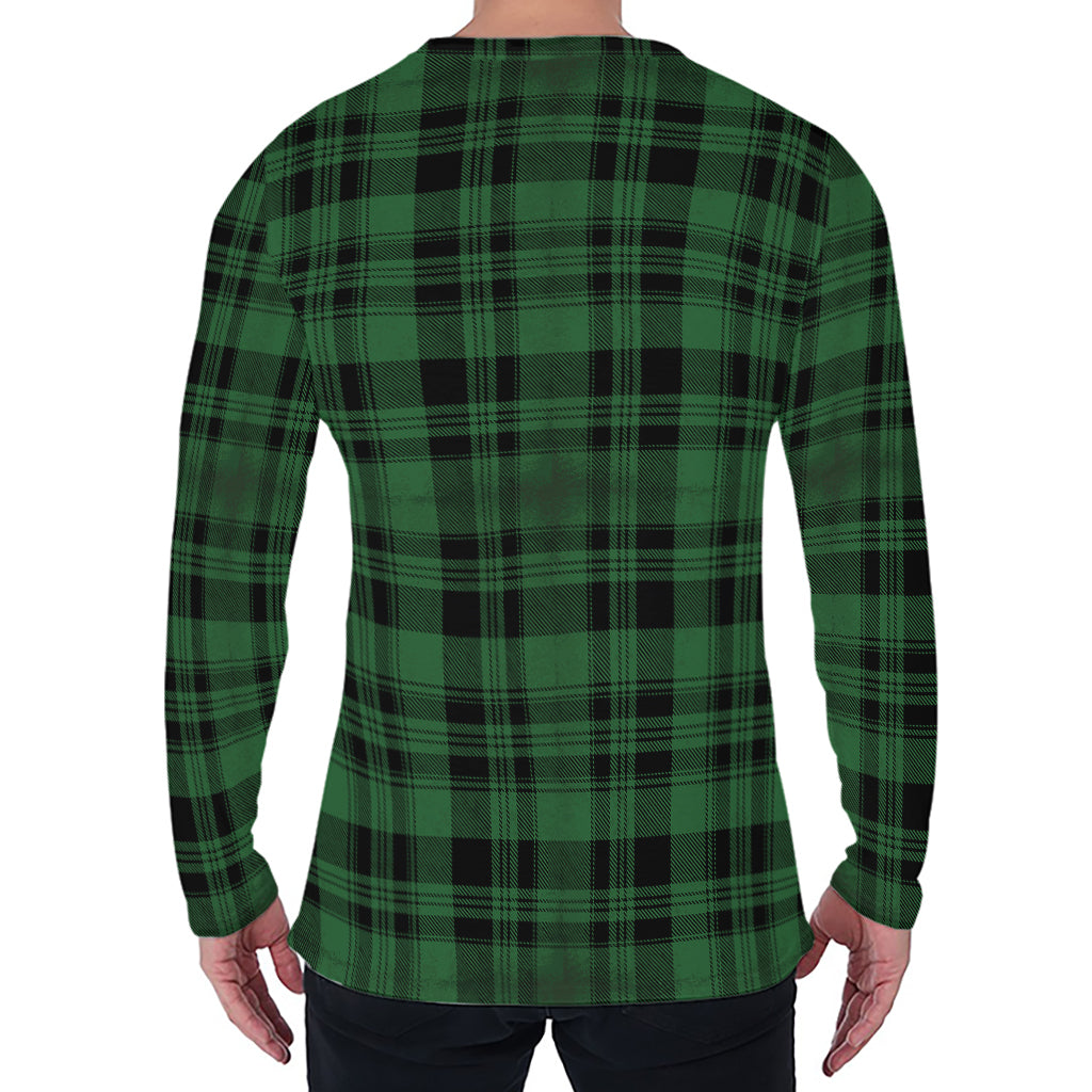 Green And Black Tartan Pattern Print Men's Long Sleeve T-Shirt