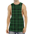 Green And Black Tartan Pattern Print Men's Muscle Tank Top