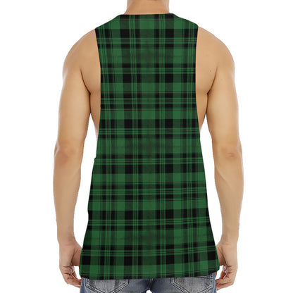 Green And Black Tartan Pattern Print Men's Muscle Tank Top