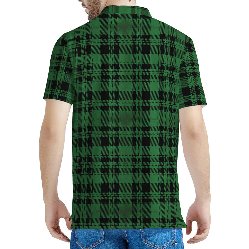 Green And Black Tartan Pattern Print Men's Polo Shirt
