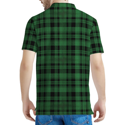 Green And Black Tartan Pattern Print Men's Polo Shirt