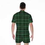 Green And Black Tartan Pattern Print Men's Rompers