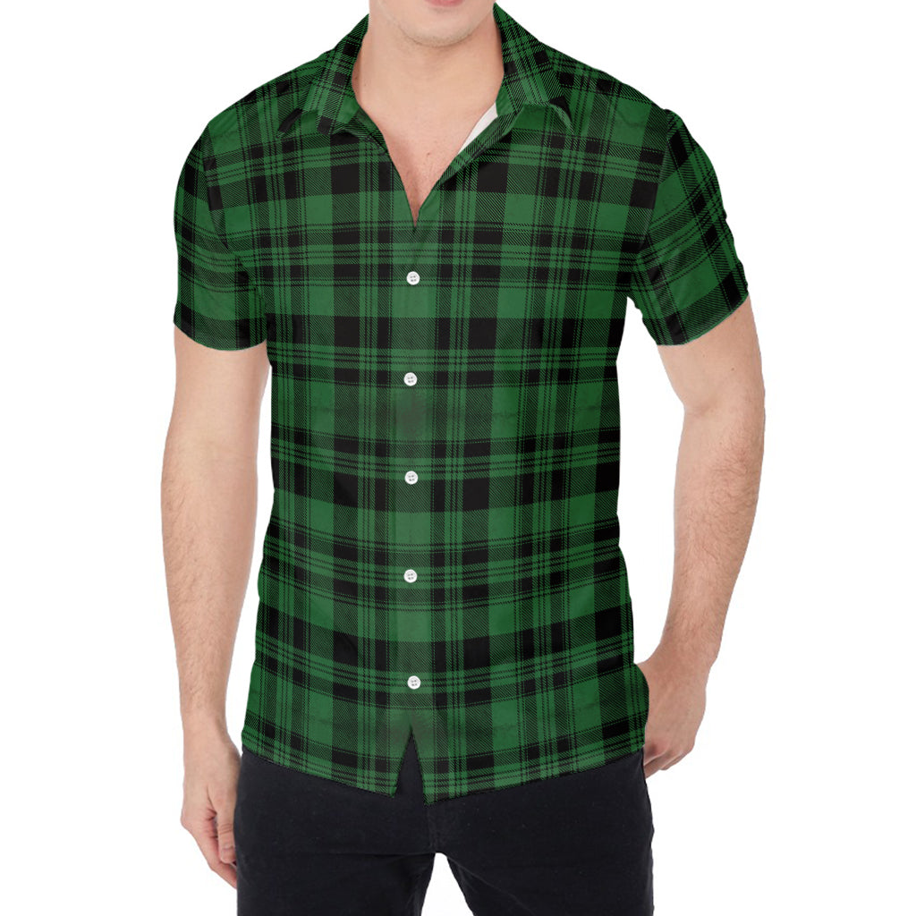 Green And Black Tartan Pattern Print Men's Shirt
