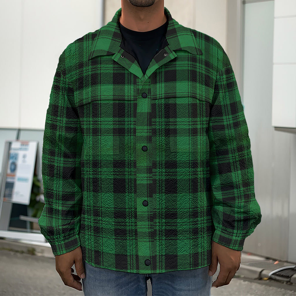 Green And Black Tartan Pattern Print Men's Shirt Jacket