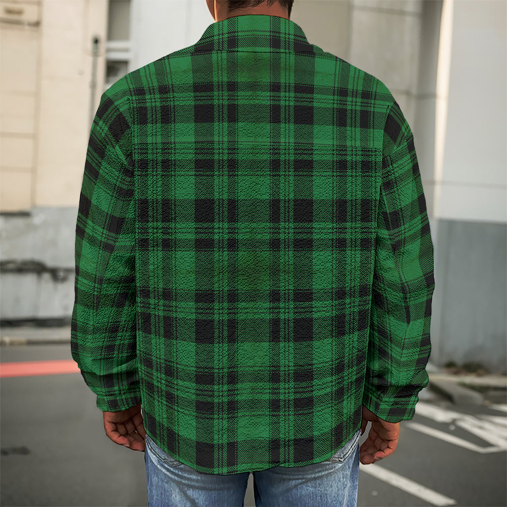Green And Black Tartan Pattern Print Men's Shirt Jacket