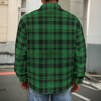 Green And Black Tartan Pattern Print Men's Shirt Jacket