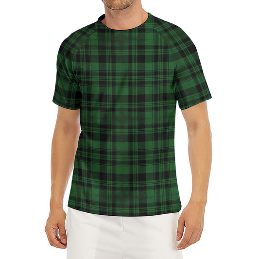 Green And Black Tartan Pattern Print Men's Short Sleeve Rash Guard