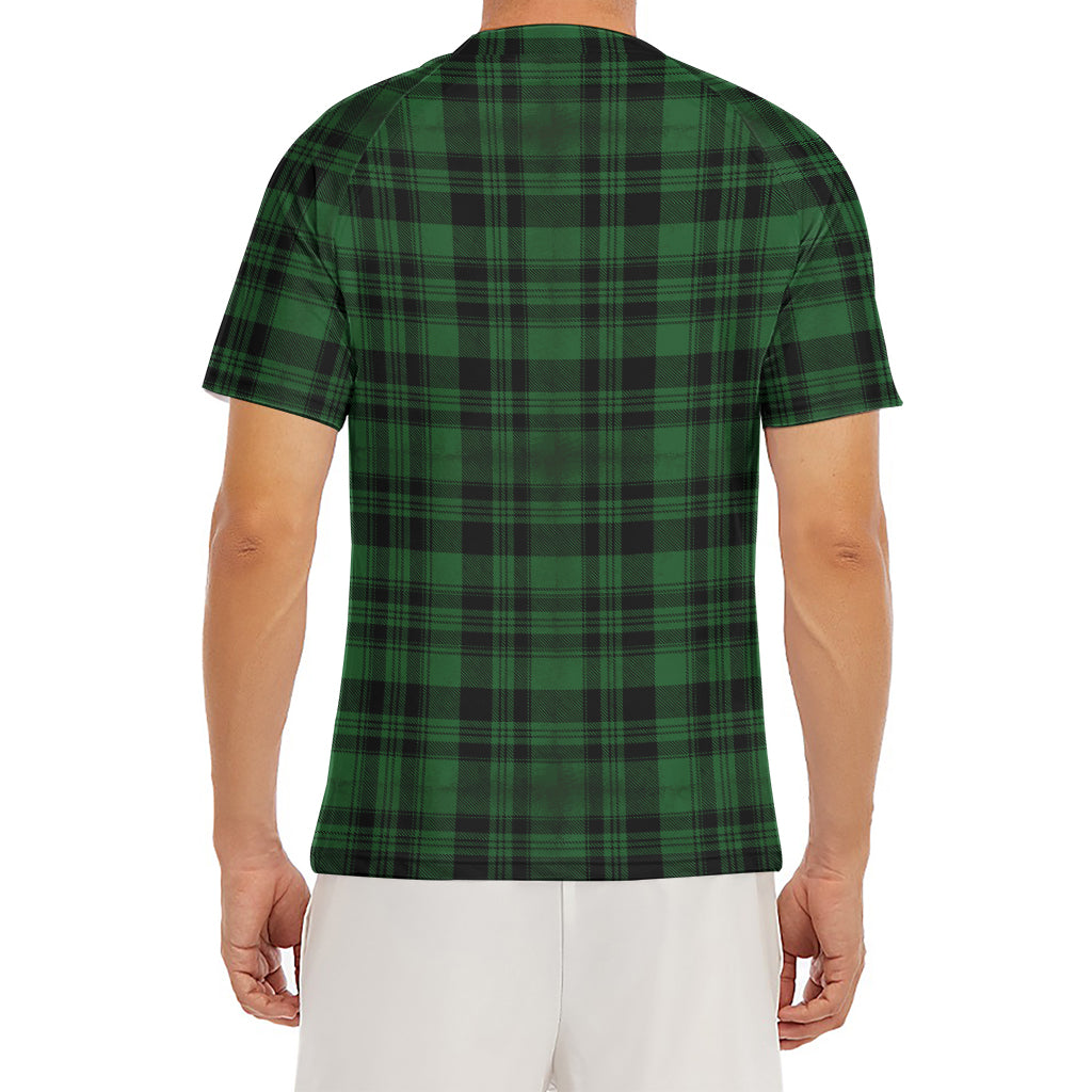 Green And Black Tartan Pattern Print Men's Short Sleeve Rash Guard