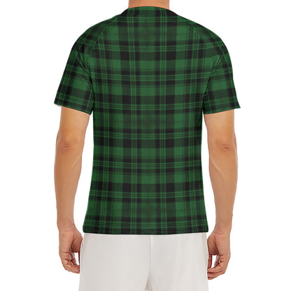 Green And Black Tartan Pattern Print Men's Short Sleeve Rash Guard