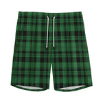 Green And Black Tartan Pattern Print Men's Sports Shorts
