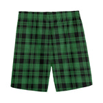 Green And Black Tartan Pattern Print Men's Sports Shorts
