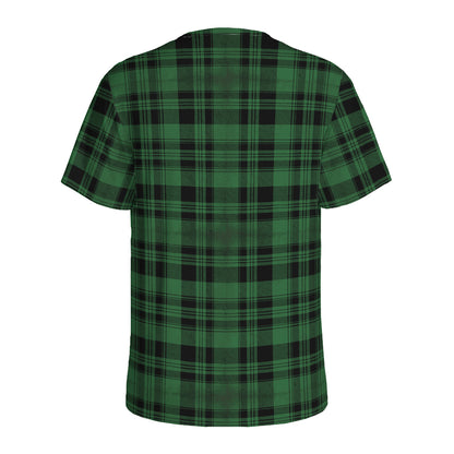 Green And Black Tartan Pattern Print Men's Sports T-Shirt