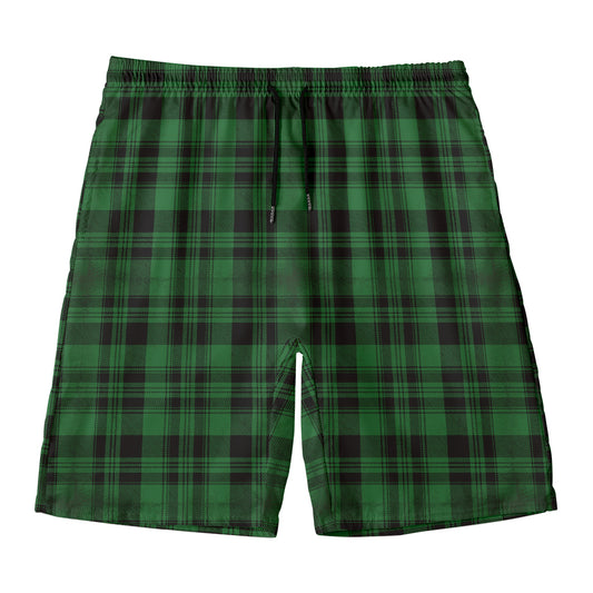 Green And Black Tartan Pattern Print Men's Swim Trunks