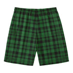 Green And Black Tartan Pattern Print Men's Swim Trunks