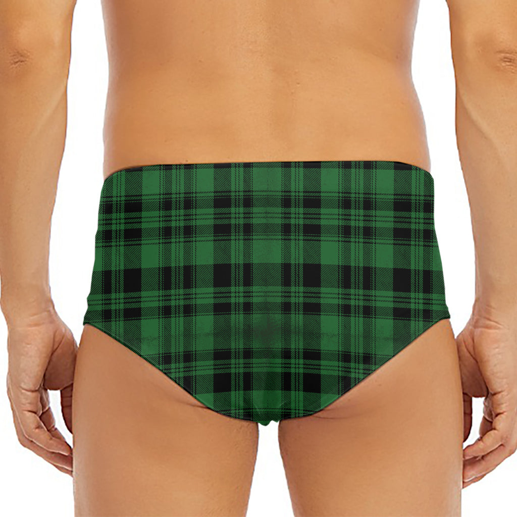 Green And Black Tartan Pattern Print Men's Triangle Swim Briefs