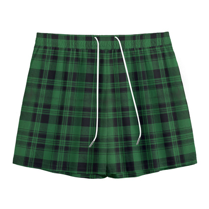 Green And Black Tartan Pattern Print Mesh Shorts