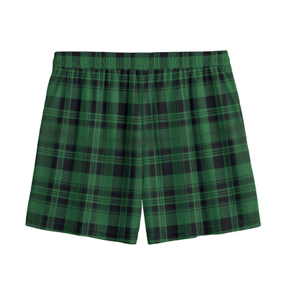 Green And Black Tartan Pattern Print Mesh Shorts