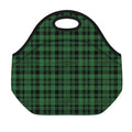 Green And Black Tartan Pattern Print Neoprene Lunch Bag