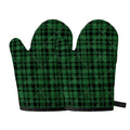 Green And Black Tartan Pattern Print Oven Mitts