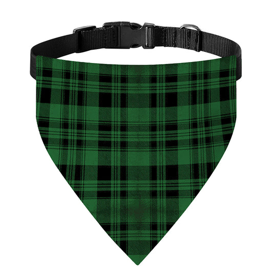 Green And Black Tartan Pattern Print Over The Collar Dog Bandana