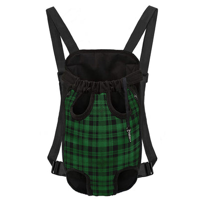 Green And Black Tartan Pattern Print Pet Carrier Backpack